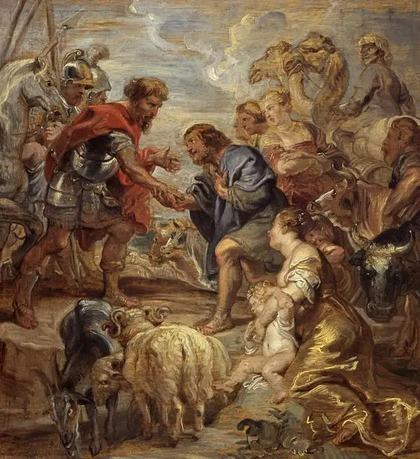 La réconciliation de Jacob et d'Ésaü - Peter Paul Rubens image 1 reproduction d’œuvre d’art à l’huile