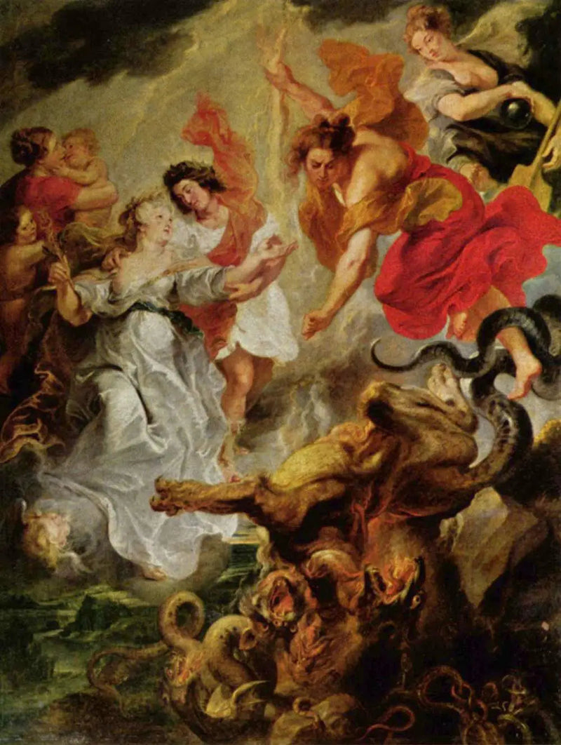 Kongelig forsoning mellom dronningen og hennes sønn etter død av marskalken den 15. desember 1621 - Peter Paul Rubens