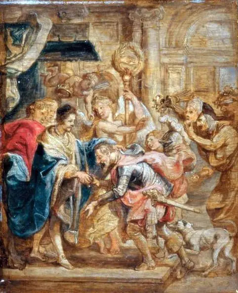 Kong Henrik III og Henri de Navarre sin forsoning - Peter Paul Rubens