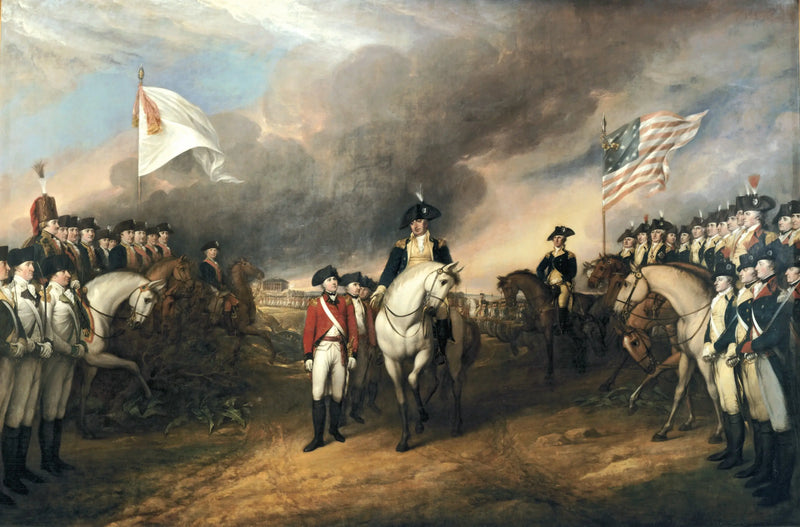 Lord Cornwallis' overgivelse - John Trumbull

Source:
La Reddition de Lord Cornwallis - John Trumbull