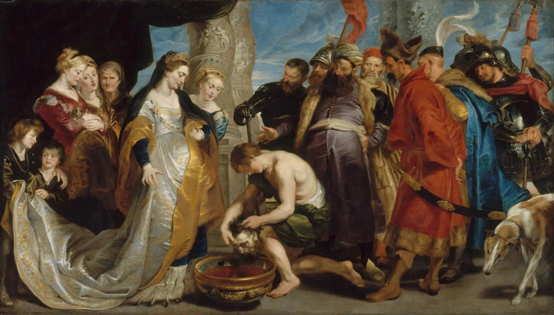 La Reine Thomyris gjør at Cyrus' hode dyppes i en vase full av blod - Peter Paul Rubens