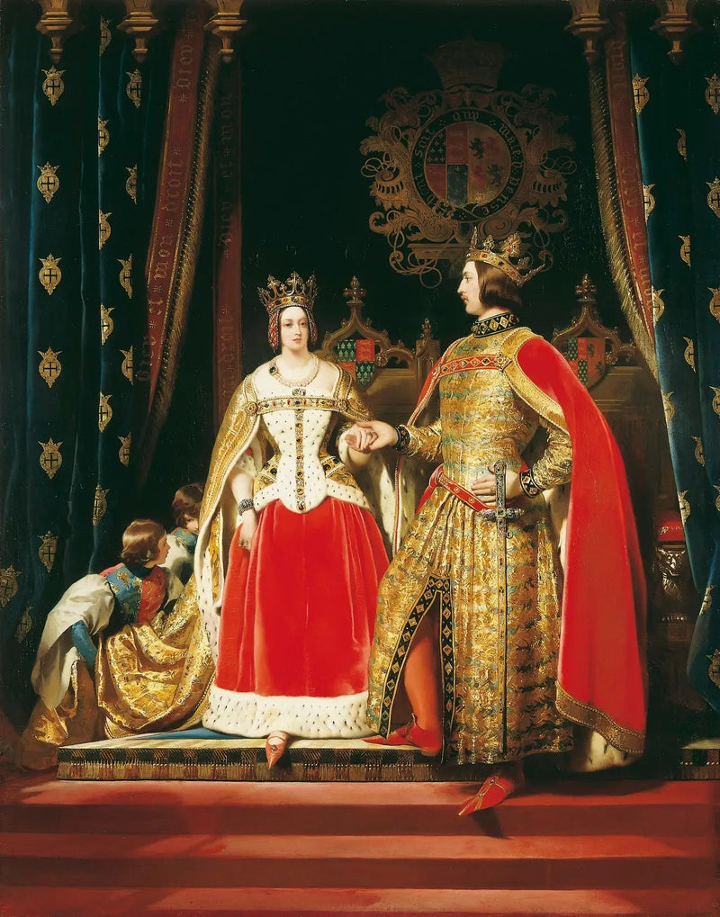 Kongelige dronning Victoria og prins Albert på kostymeballen 12. mai 1842 - Edwin Henry Landseer

Source:
La reine Victoria et le prince Albert au Bal costumé du 12 mai 1842 - Edwin Henry Landseer