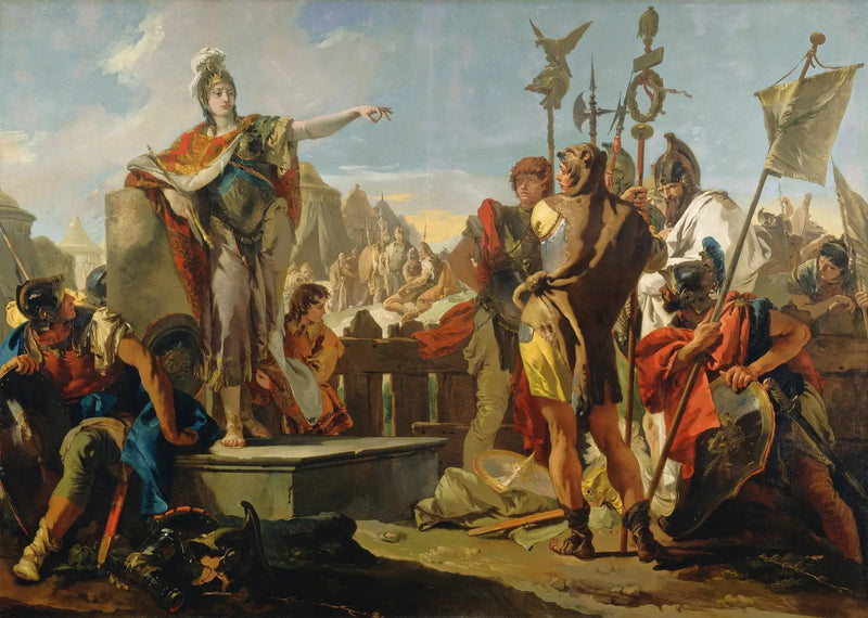 Dronning Zenobia henvender seg til sine soldater - Giovanni Battista Tiepolo