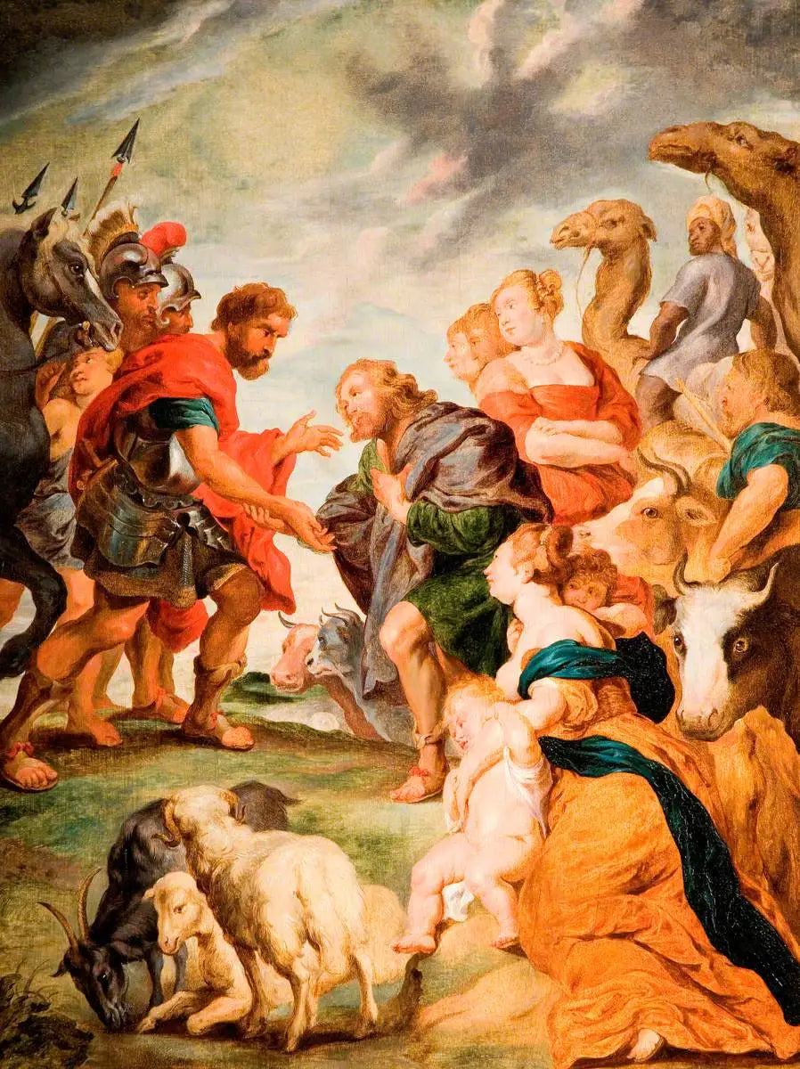Møtet mellom Esau og Jakob - Peter Paul Rubens