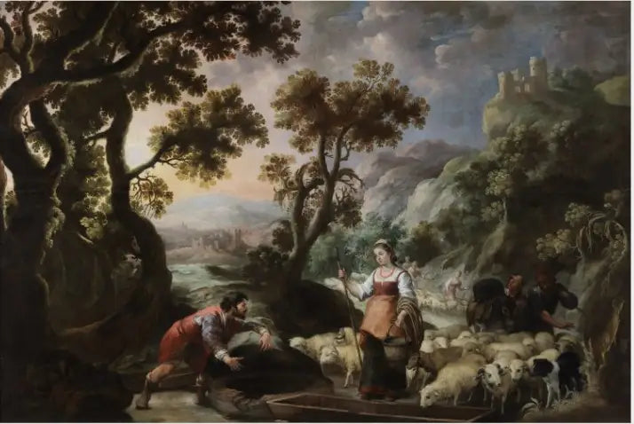 Jakob og Rachels møte ved brønnen - Bartolomé Esteban Murillo

Source:
La rencontre de Jacob et Rachel au puits - Bartolomé Esteban Murillo