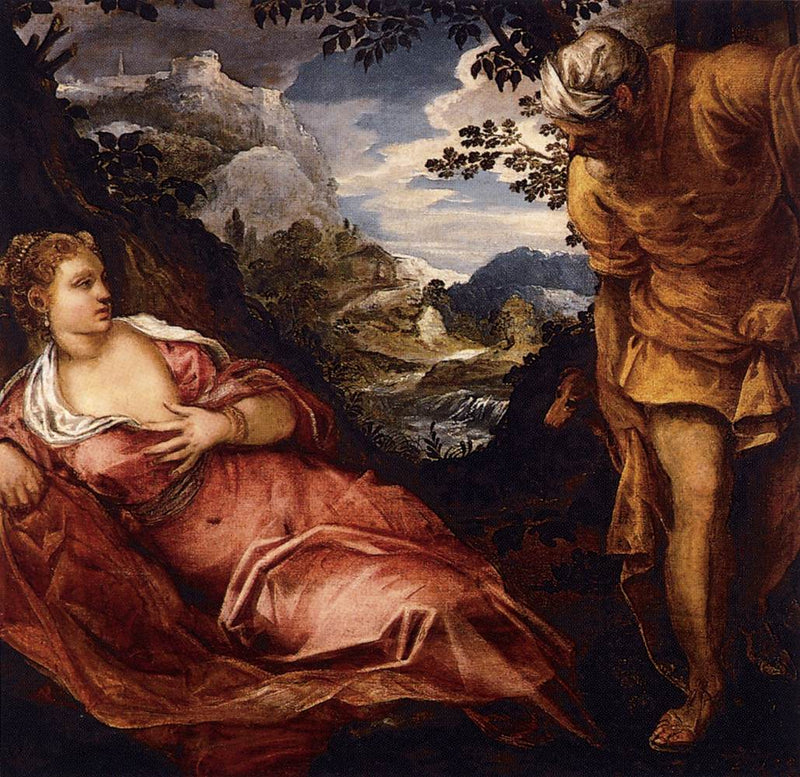 Tamar og Juda-møtet - Jacopo Tintoretto
