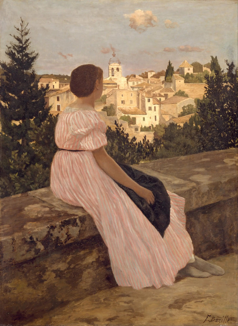 Den rosa kjolen - Frédéric Bazille
