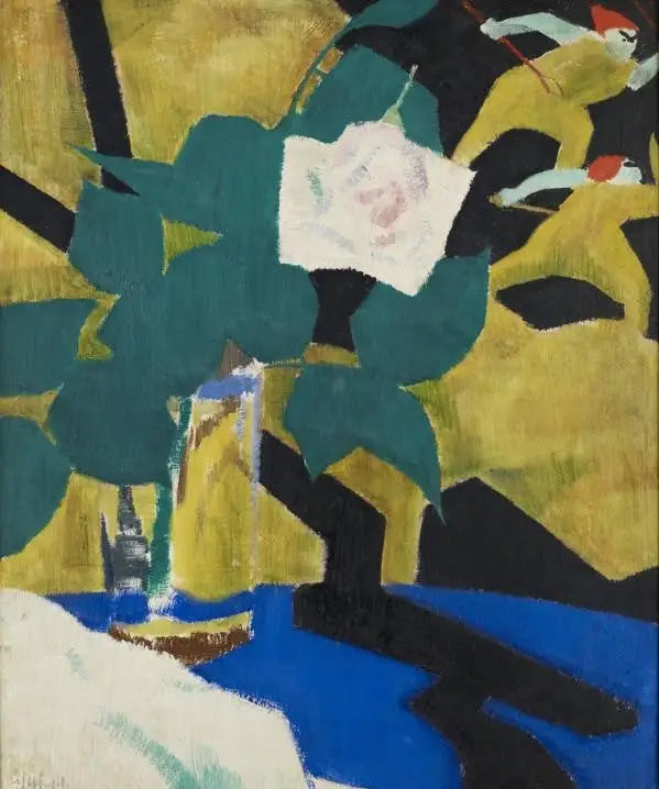 La Rose et le Paravent laqué - Francis Cadell image 1 copie peinte à la main à l’huile