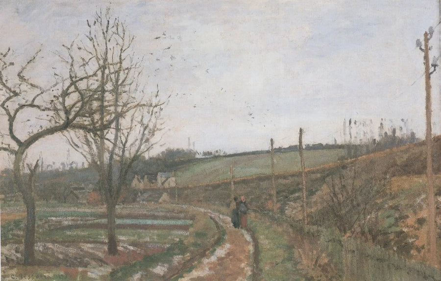 Veien ved jernbanen, snødeffekt - Camille Pissarro