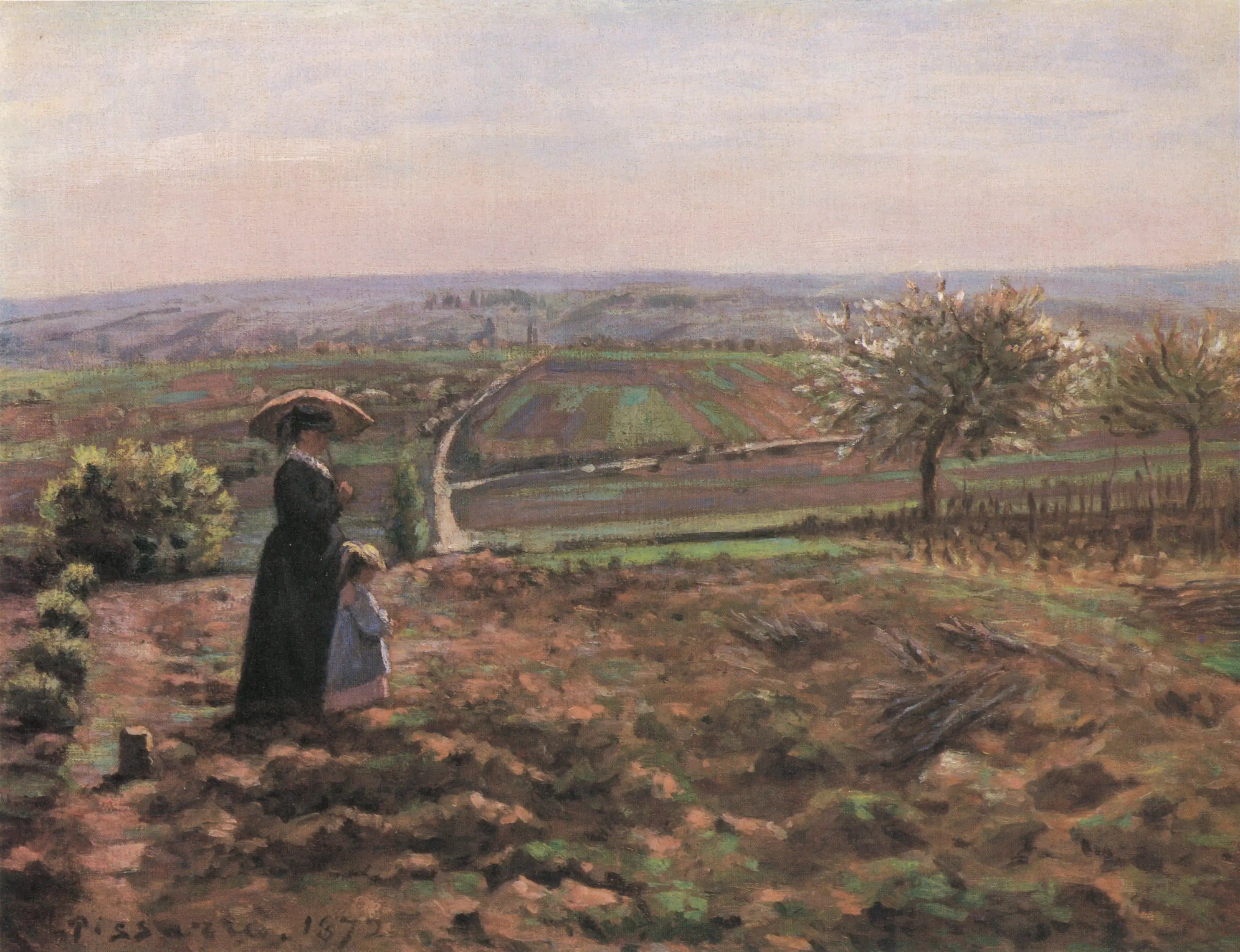 La Route de Rouen, les hauteurs de l'Hautil, Pontoise - Camille Pissarro image 1 reproduction artisanale de tableau