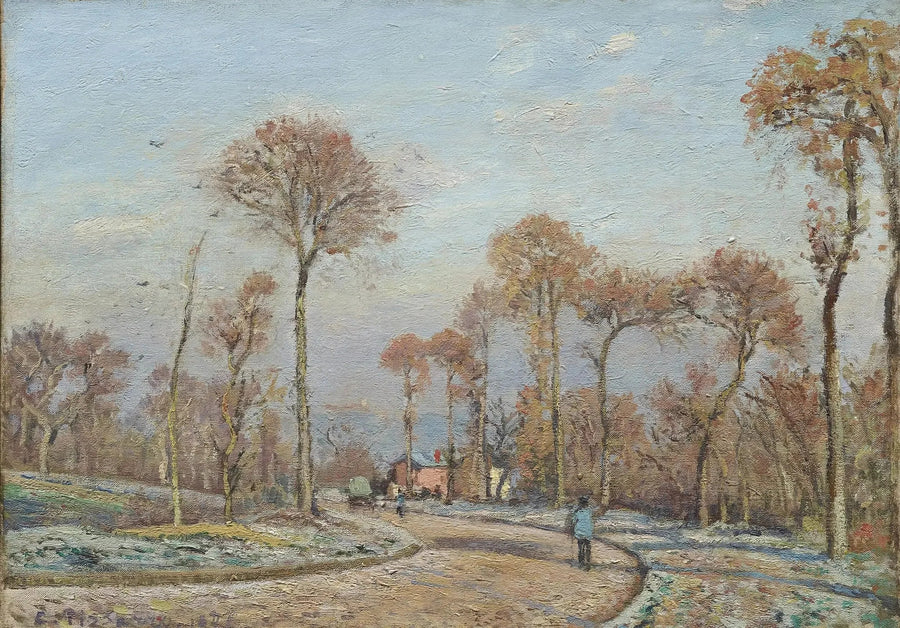 Veien til Versailles, Louveciennes: Morgenfrost - Camille Pissarro