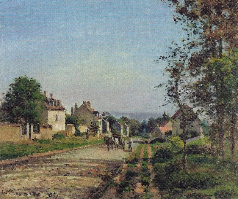 Veien til Versailles, Louveciennes, vinter sol og snø - Camille Pissarro