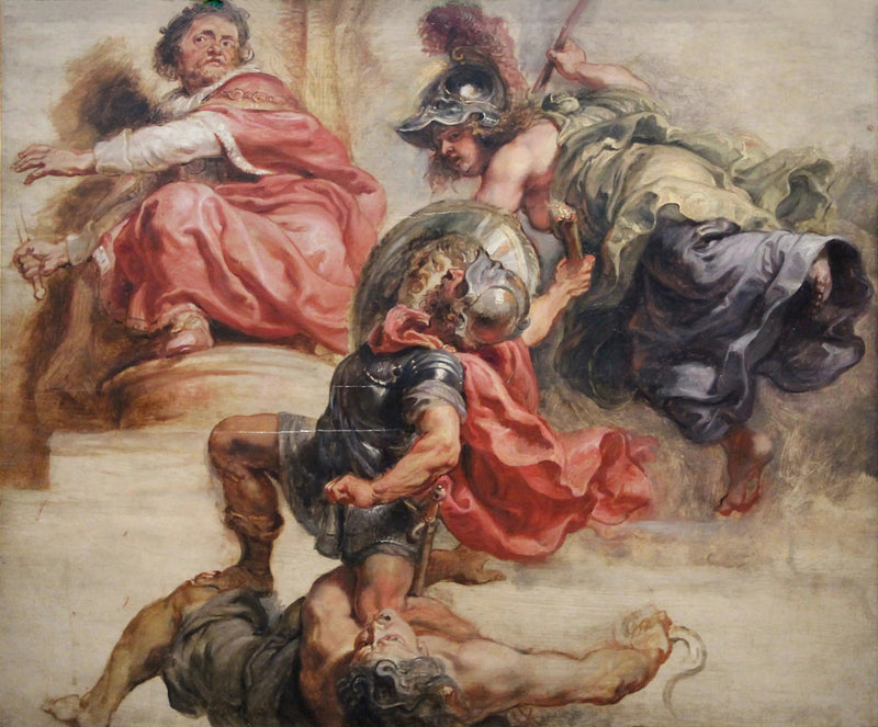 Den seirende visdommen over krig og strid under regjeringen til Jakob 1. av England - Peter Paul Rubens