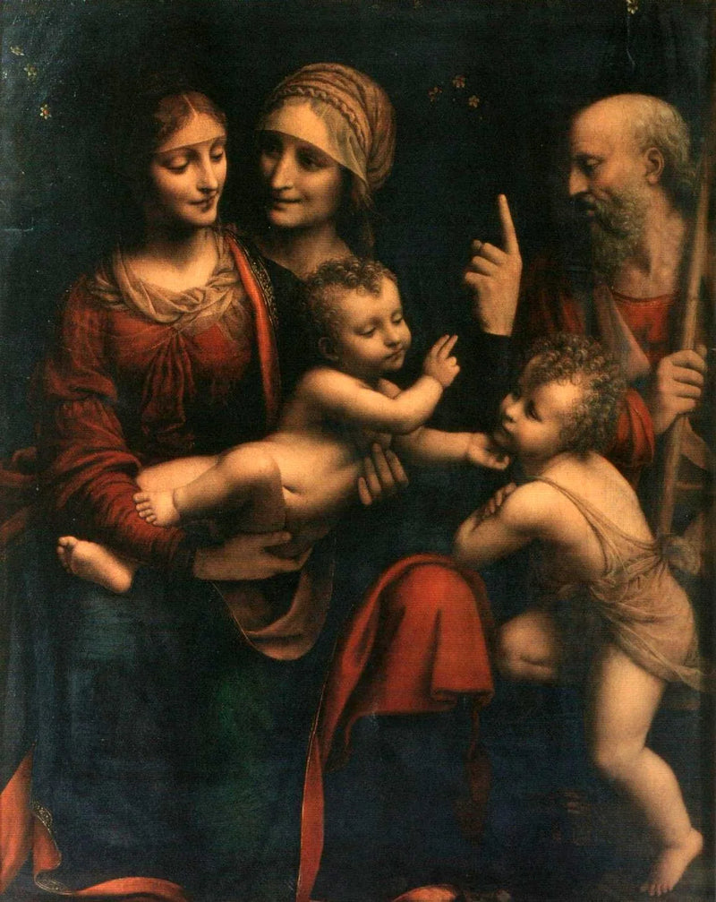 Den hellige familie med den hellige Anna og Johannes Døperen - Bernardino Luini
