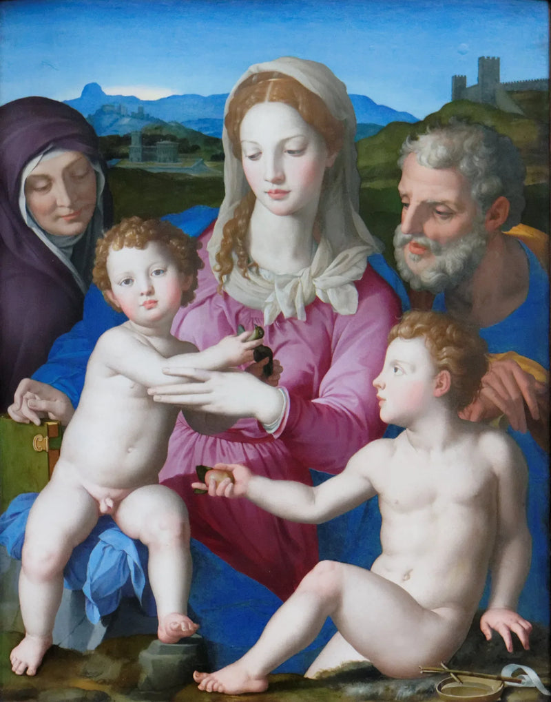 Den hellige familie med den hellige Elisabeth og den lille hellige Johannes Døperen - Bronzino