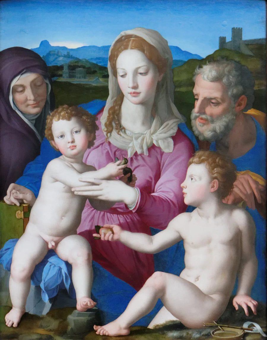 Den hellige familie med den hellige Elisabeth og den lille hellige Johannes Døperen - Bronzino