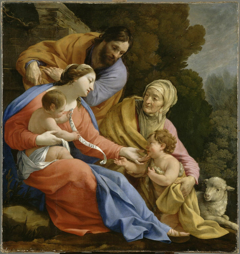 Den hellige familie med den hellige Elisabeth og den lille hellige Johannes - Simon Vouet