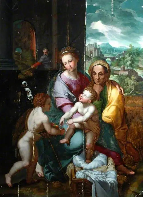 Den hellige familie med den hellige Elisabeth og det hellige barnet Johannes Døperen - Raphael Sanzio