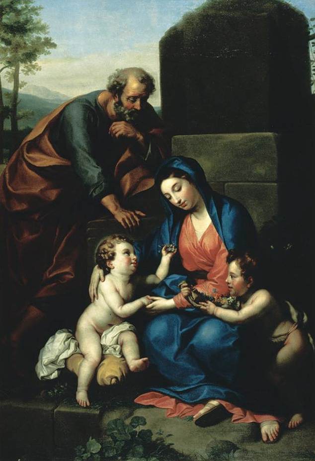 Den hellige familie med den hellige Johannes Døperen - Anton Raphael Mengs