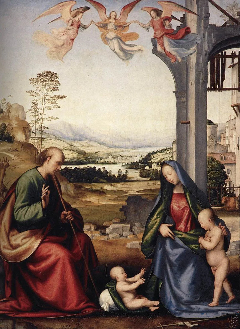 Den hellige familie med den hellige barnet Johannes Døperen - Fra Bartolomeo
