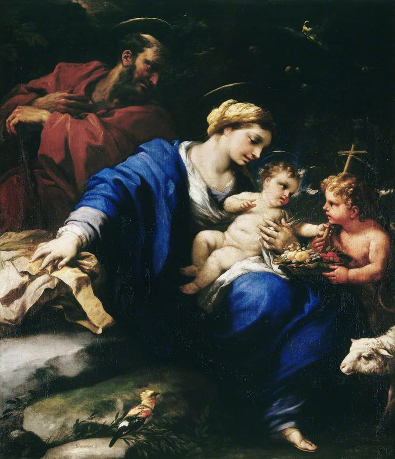 Den hellige familie med den hellige Johannes døperen - Luca Giordano
