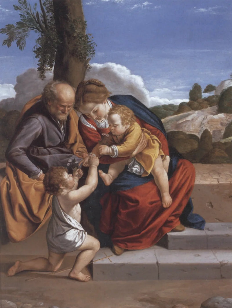 Den hellige familie med den hellige Johannes Døperen - Orazio Gentileschi