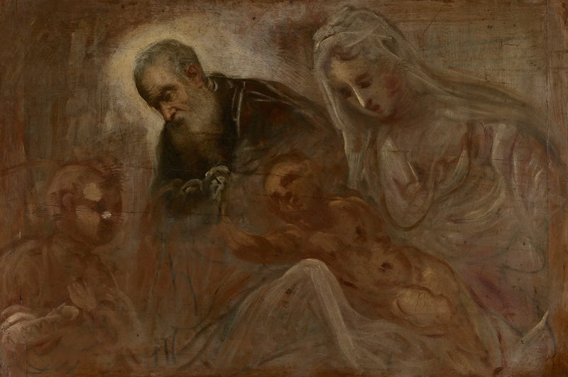 Den hellige familie med den unge hellige Johannes Døperen - Jacopo Tintoretto