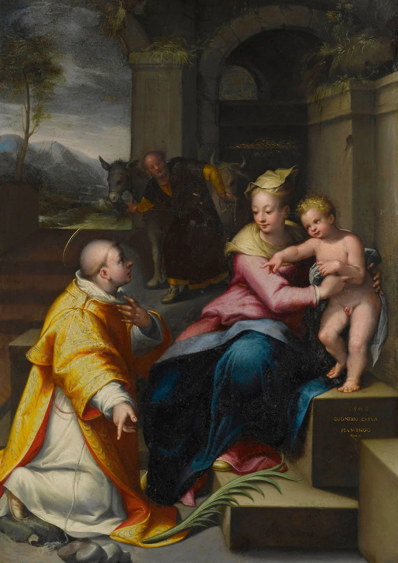 Den hellige familie med Saint Étienne - Denis Calvaert