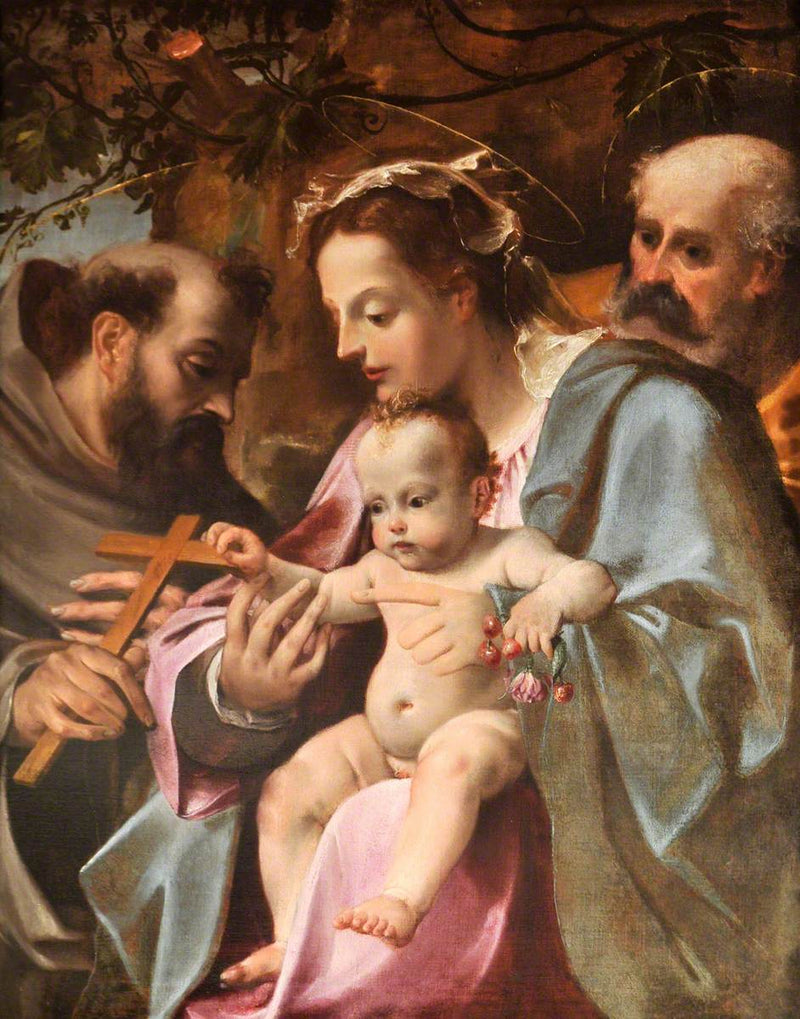 Den hellige familie med Saint François - Ludovico Carracci