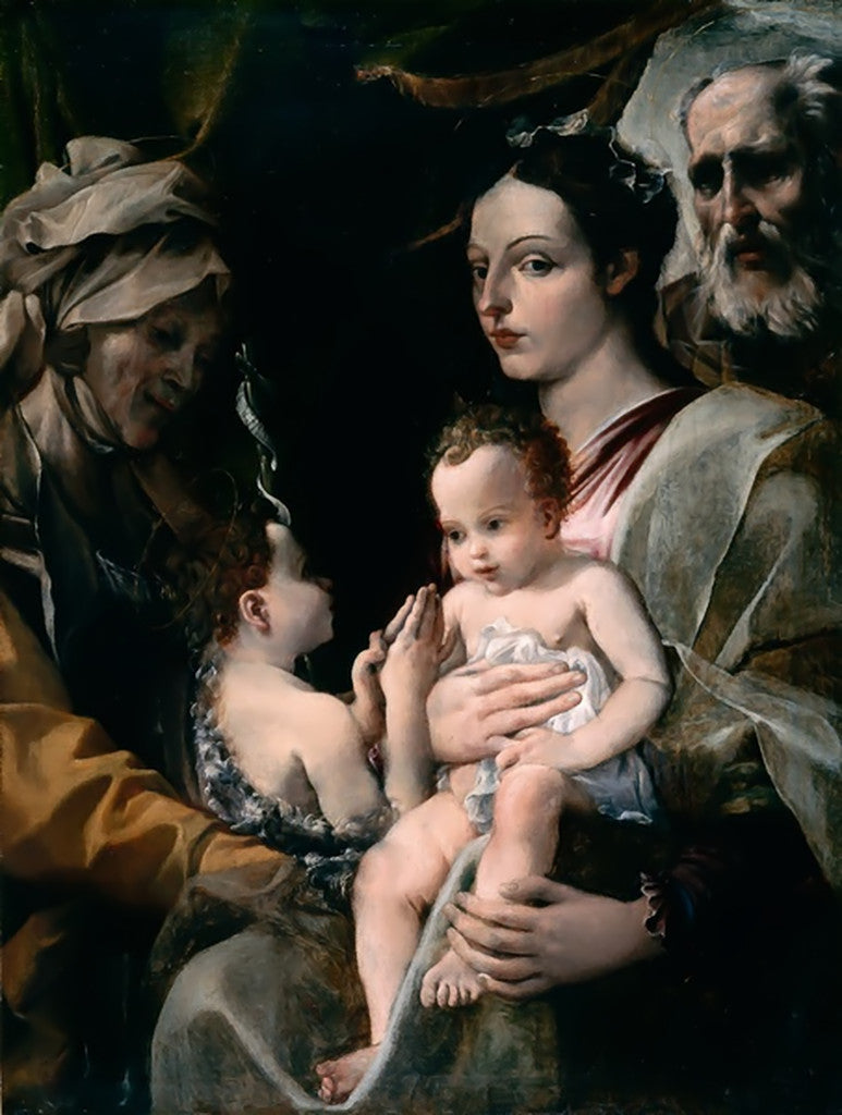 Den hellige familie med hellige Johannes Døperen og hellige Elisabet - Annibale Carracci