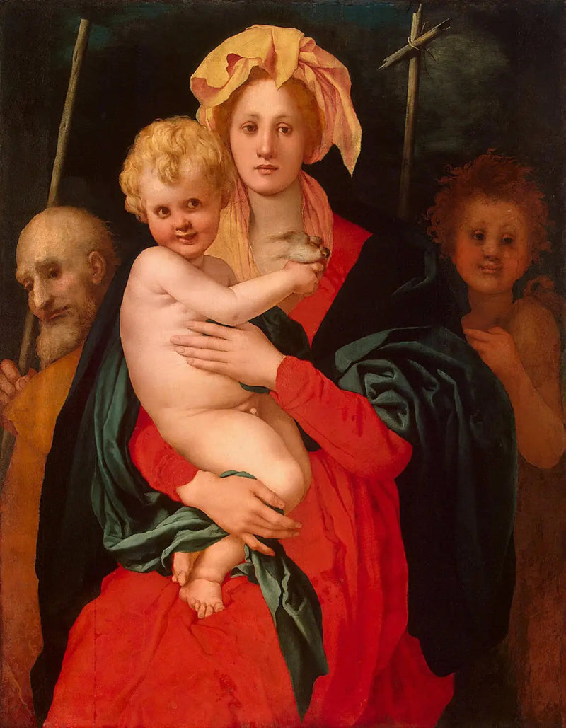 Den hellige familie med Johannes døperen - Pontormo