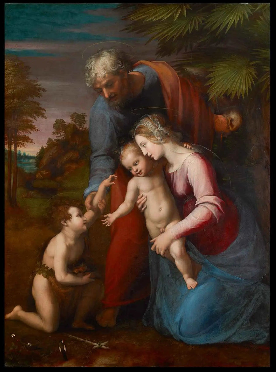 Den hellige familie med hellige Johannes Døperen - Raphael Sanzio