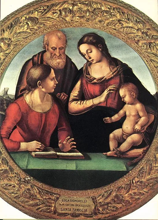 Den hellige familie med saint - Luca Signorelli