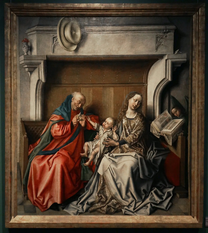 Den hellige familie foran en peis - Barthélemy d'Eyck
