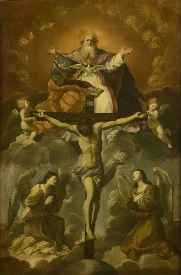 Den hellige treenighet æret av engler - Guido Reni