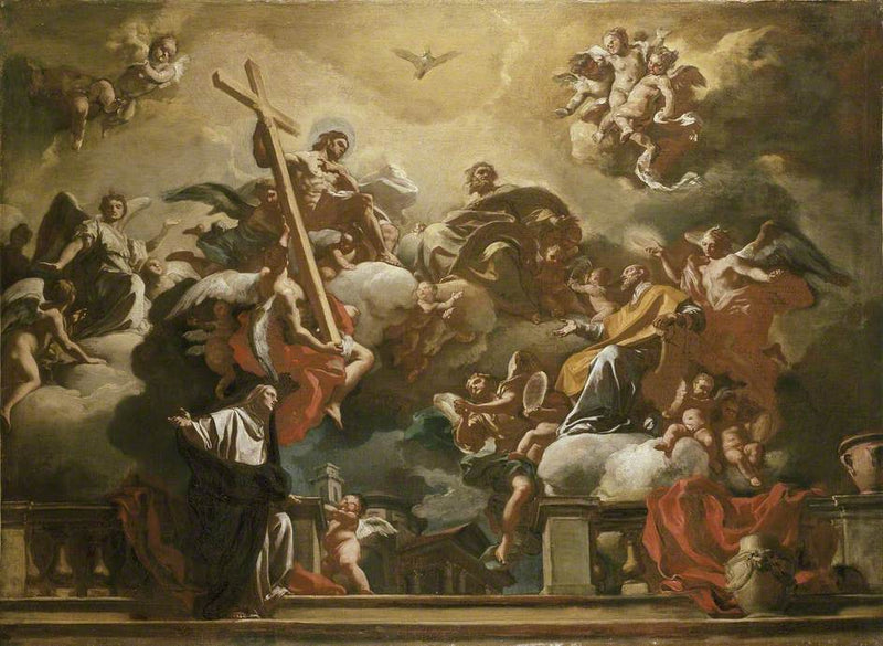 Den hellige treenighet med den hellige Filip Neri i herlighet - Francesco Solimena