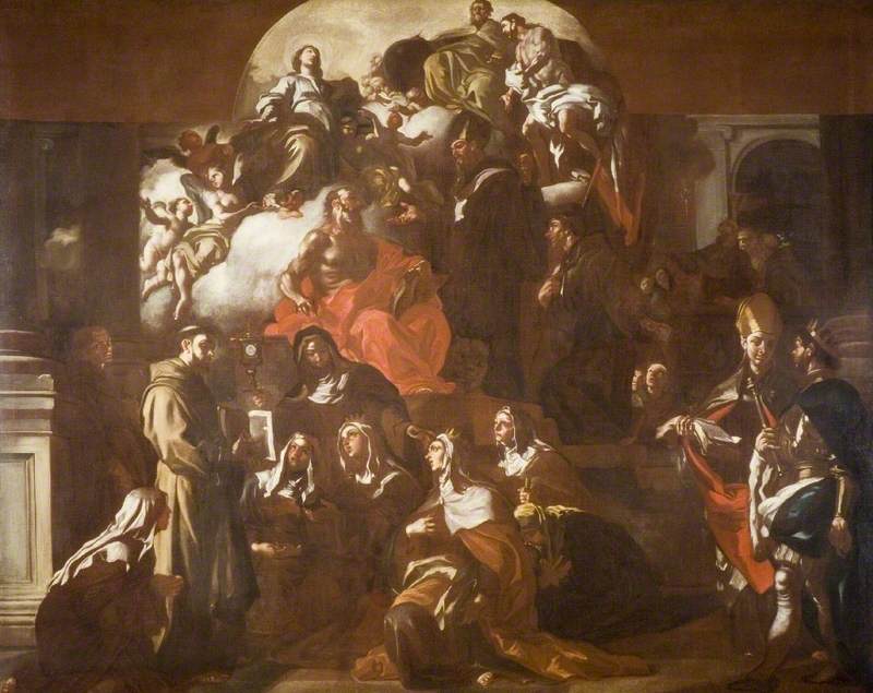 Den hellige treenighet med jomfruen og helgenerne - Francesco Solimena