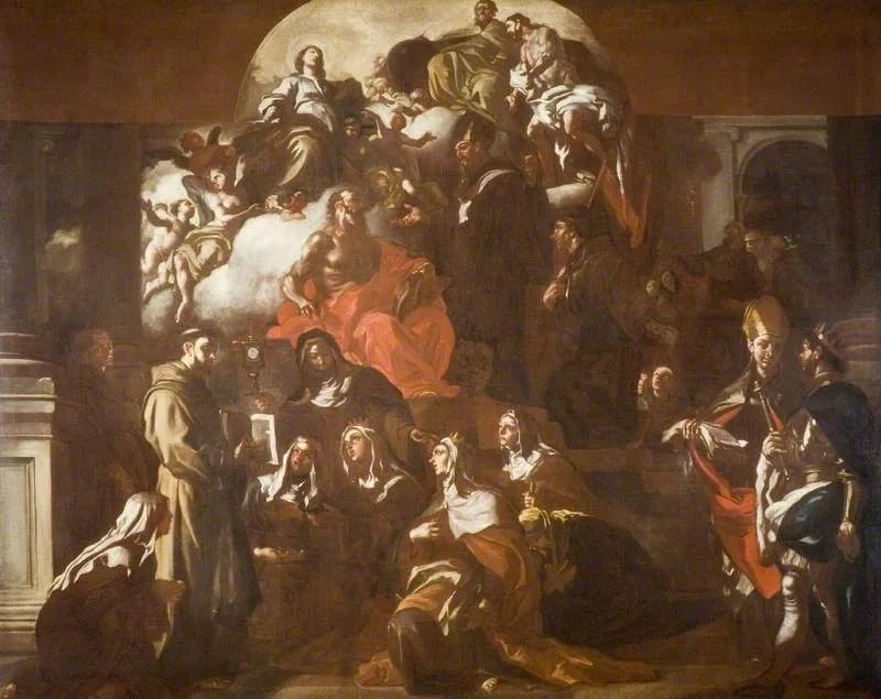 Den hellige treenighet med jomfruen og helgenerne - Francesco Solimena