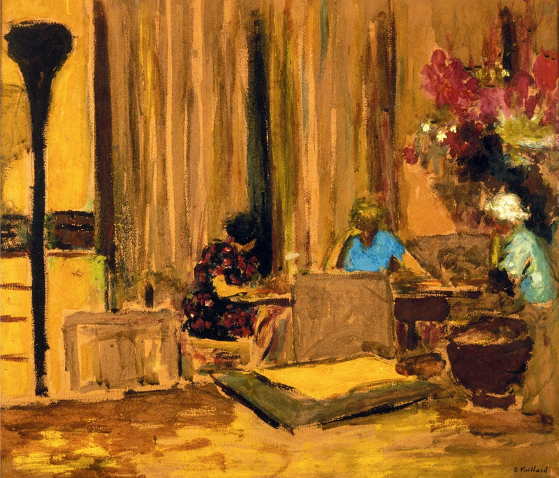Billiardrommet i Clayes-slottet - Édouard Vuillard