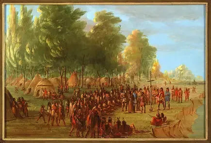 La Salle reiser et kors og tar eierskap til tomten. 25. mars 1682 - George Catlin

Source:
La Salle érigeant une croix et prenant possession du terrain. 25 mars 1682 - George Catlin