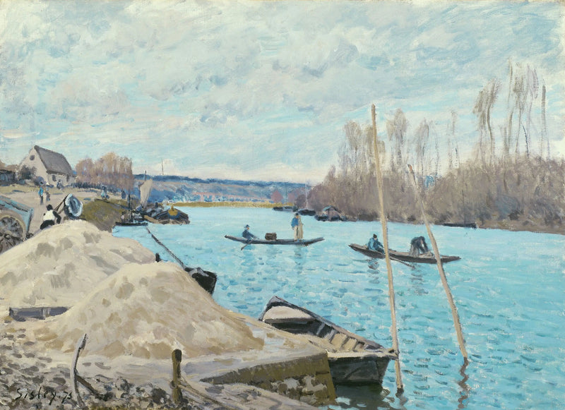 Seinen ved Port-Marly, sandhaug - Alfred Sisley