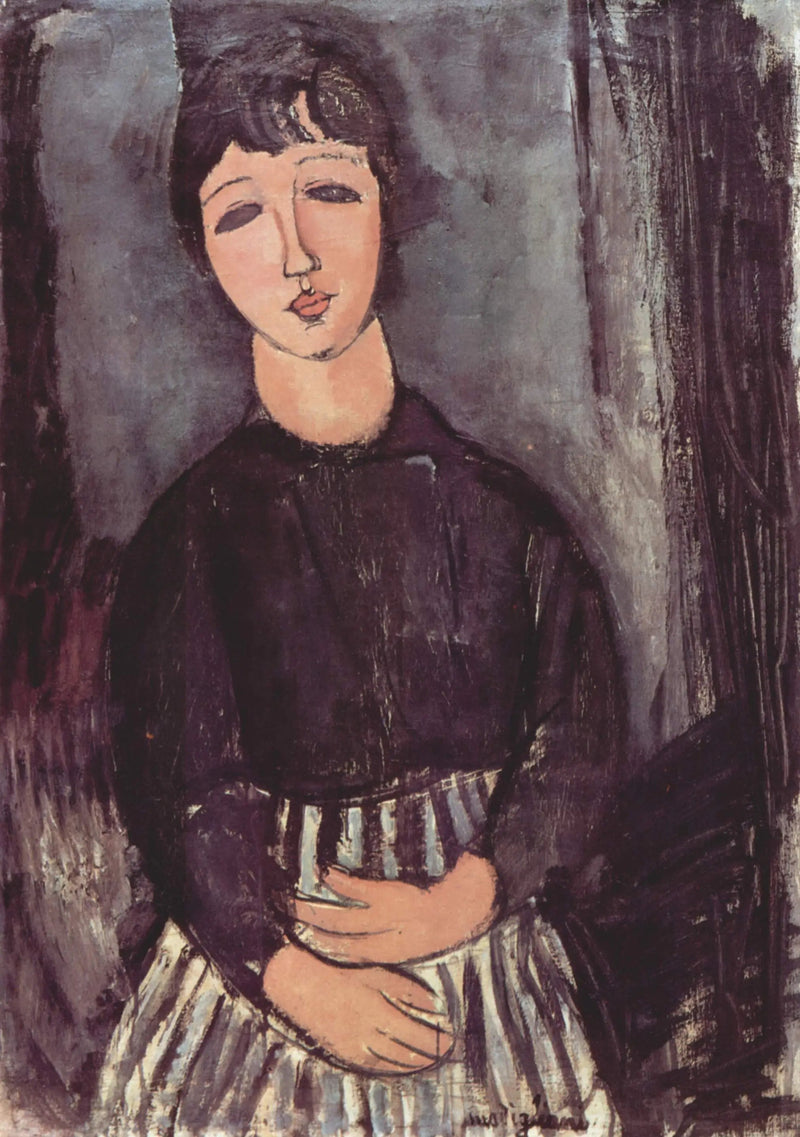 Tjenerinnen med stripete forkle - Amedeo Modigliani