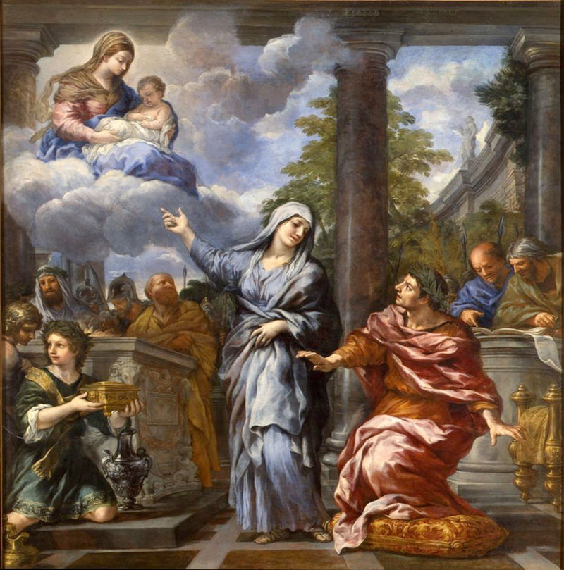 Sibylle fra Tibur som kunngjør for Augustus fødselen av Kristus - Pietro da Cortona