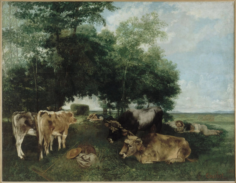 Siesta under høysesongen for høy - Gustave Courbet
