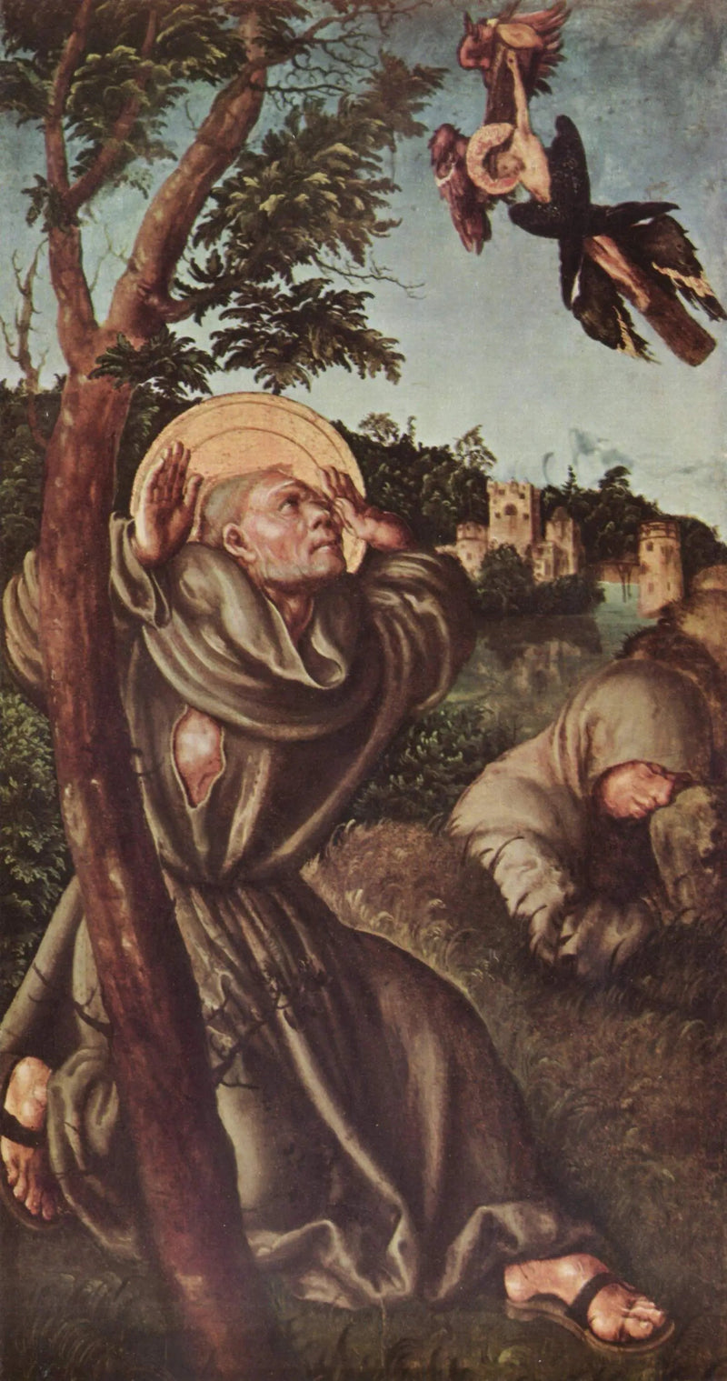 Stigmatiseringen av Saint François - Lucas Cranach den eldre