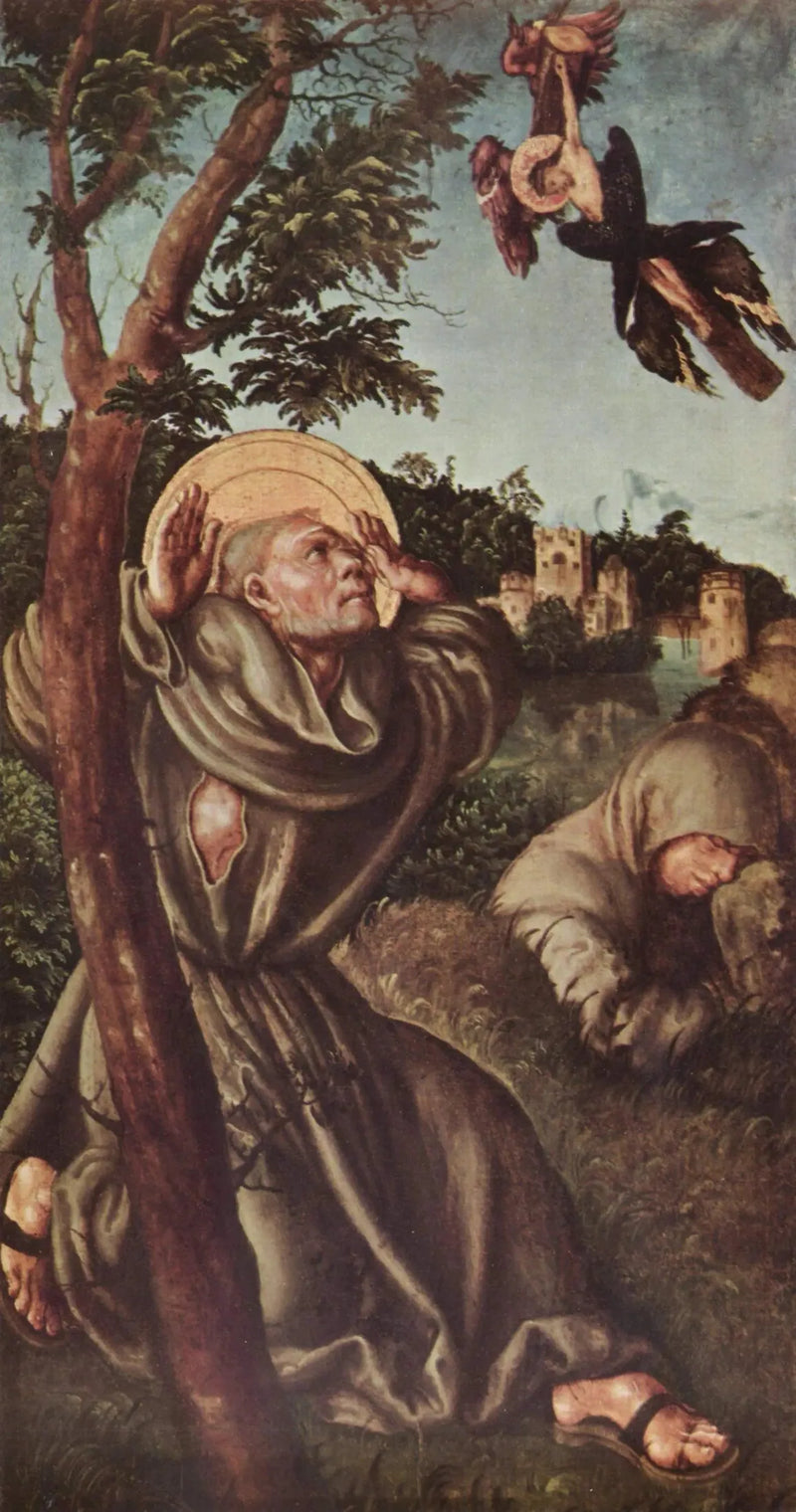 Stigmatiseringen av Saint François - Lucas Cranach den eldre