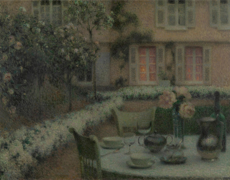 Bordet i den hvite hagen i Gerberoy - Henri Le Sidaner