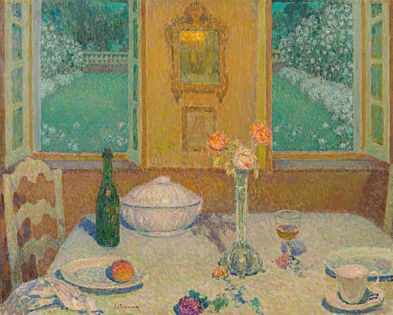 Bordet over den blomstrende hagen ved skumringen, Gerberoy - Henri Le Sidaner