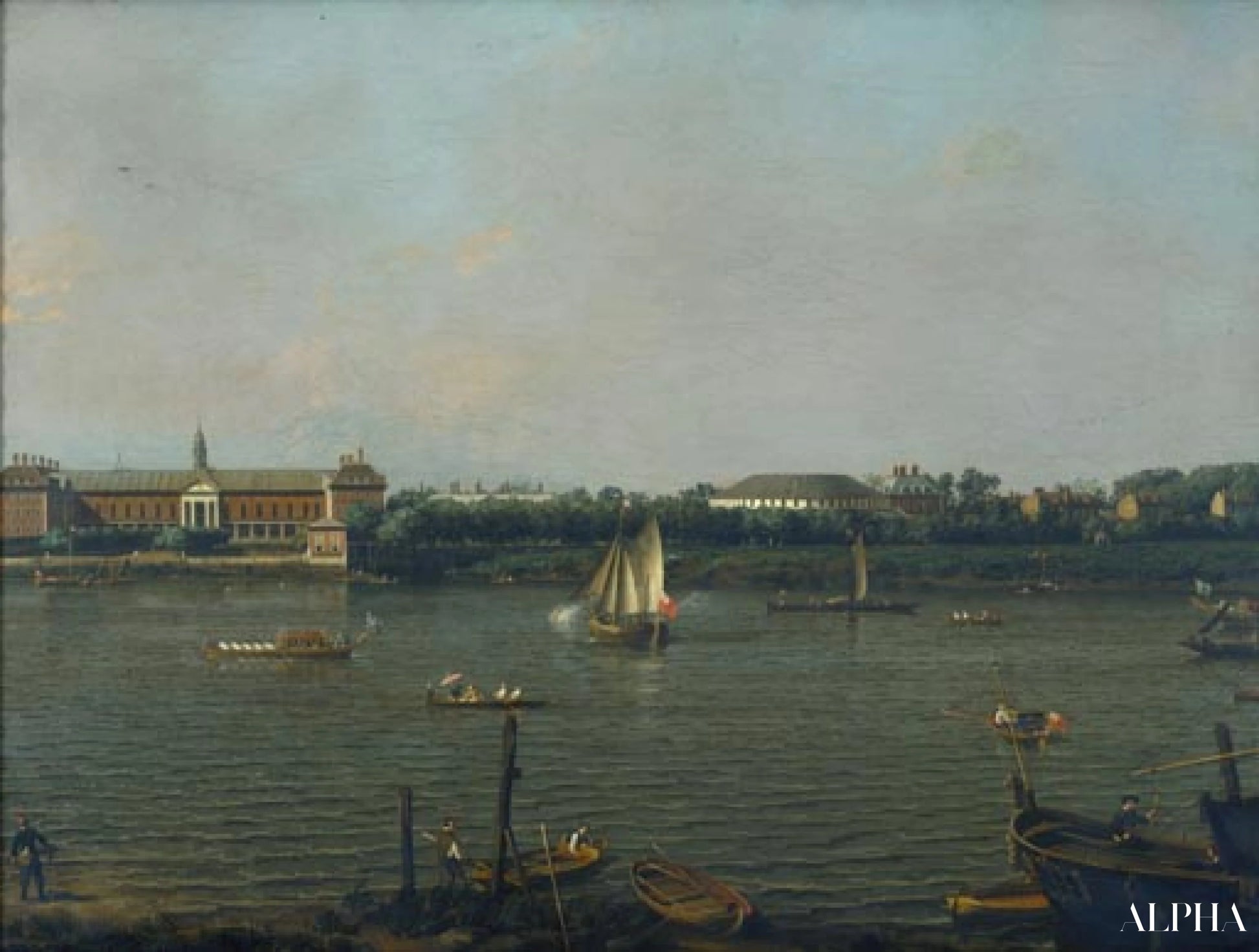 La Tamise avec le Chelsea College, la Rotonde et Ranelagh House - Giovanni Antonio Canal - Reproductions de tableaux et peintures haut de gamme