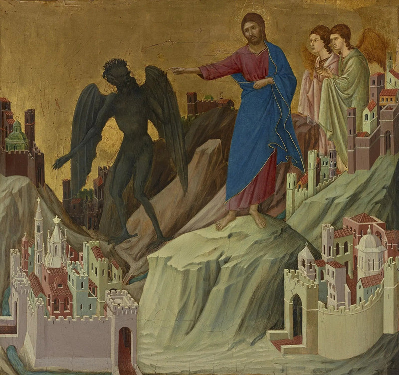 Fristelsen til Kristus på fjellet - Duccio di Buoninsegna